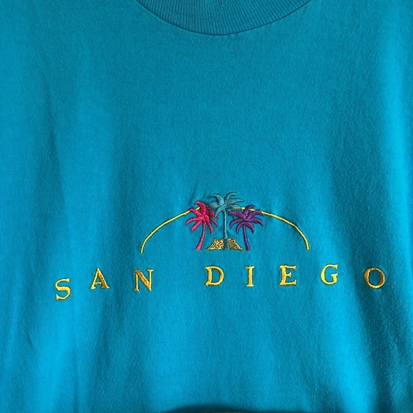 Vintage San Diego T-Shirt / XXL / Single Stitch / 90s / Teal - Picture 3 of 5